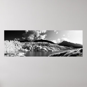 Matanuska Glacier Panorama Black & White Poster