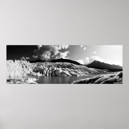 Matanuska Glacier Panorama Black & White Poster (Vorne)