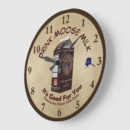 Matanuska Moose Milk Große Wanduhr (Winkel)