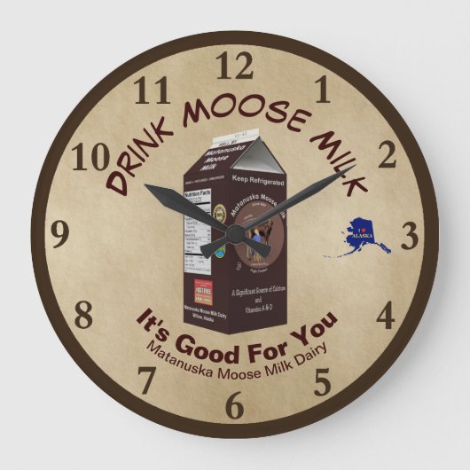 Matanuska Moose Milk Große Wanduhr (Vorderseite)