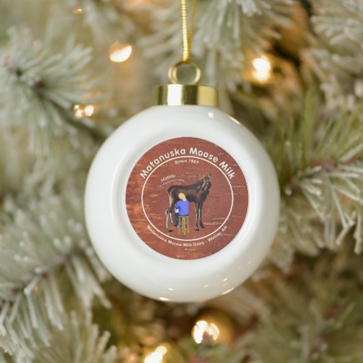 Matanuska Moose Milk Keramik Kugel-Ornament (Baum)