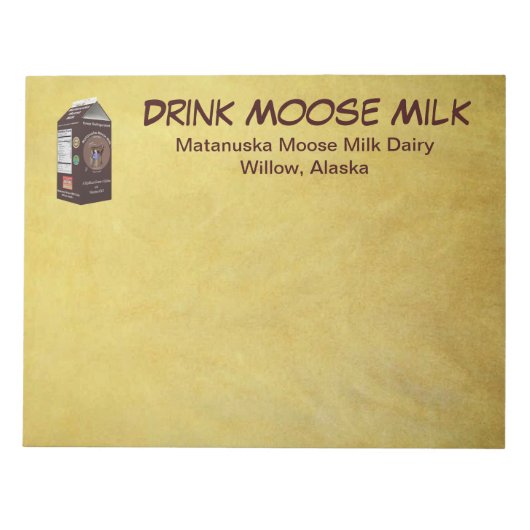Matanuska Moose Milk Notizblock (Vorderseite)