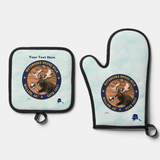Matanuska Moose Milk Ofenhandschuh & Topflappen-Set (Vorderseite)