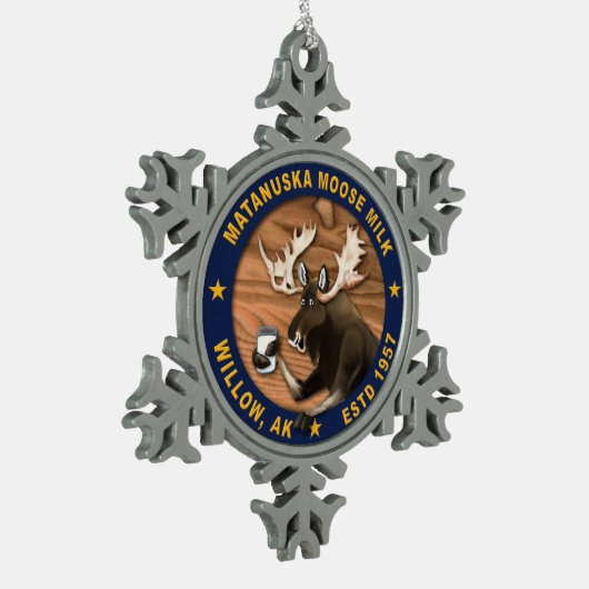 Matanuska Moose Milk Schneeflocken Zinn-Ornament (Links)