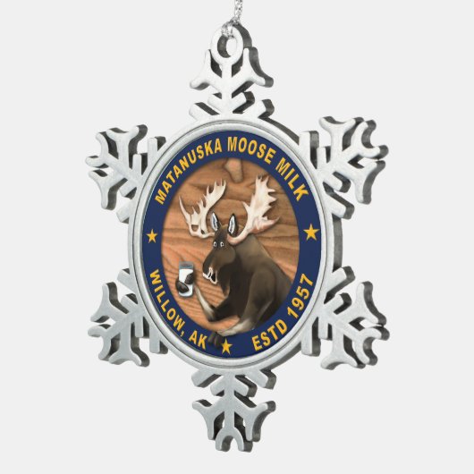 Matanuska Moose Milk Schneeflocken Zinn-Ornament (Rechts)