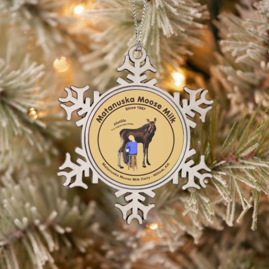 Matanuska Moose Milk Schneeflocken Zinn-Ornament (Baum)