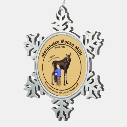 Matanuska Moose Milk Schneeflocken Zinn-Ornament (Rechts)