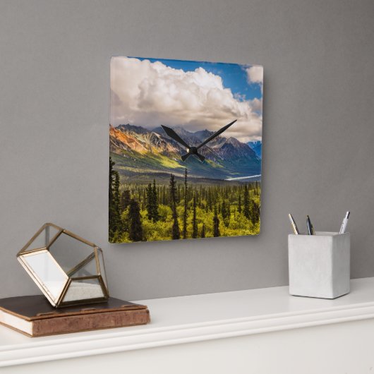 Matanuska-Tal, Südmitte Alaska #2 Quadratische Wanduhr (Büro)
