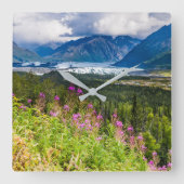 Matanuska-Tal, Südzentralalaska Quadratische Wanduhr (Vorderseite)