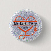Match Day 2025 Glitzer Stethoscope Button (Vorderseite)