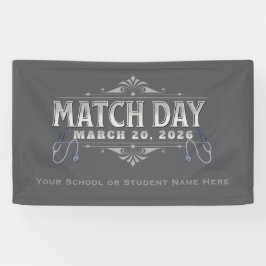 Match Day 2026 Party Elegant Gray Stethoscope Banner