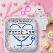 Match Day Blue 2025 Glitzer Stethoscope Pappteller (Party)