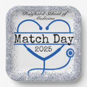 Match Day Blue 2025 Glitzer Stethoscope Pappteller (Vorderseite)