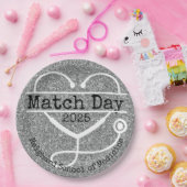 Match Day Silver 2025 Glitzer Stethoscope Pappteller (Party)