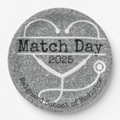 Match Day Silver 2025 Glitzer Stethoscope Pappteller (Vorderseite)