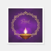 Match Happy Diwali Lila Cocktail Serviette (Vorderseite)