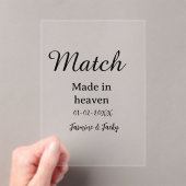 Match made in heaven add name date simple calligra acryleinladungen (Insitu (Handheld))