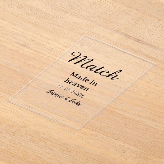 Match made in heaven add name date simple calligra acryleinladungen (Ablage )