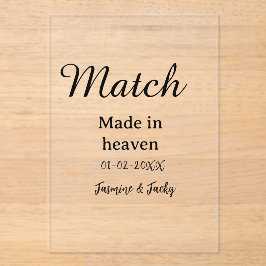Match made in heaven add name date simple calligra acryleinladungen