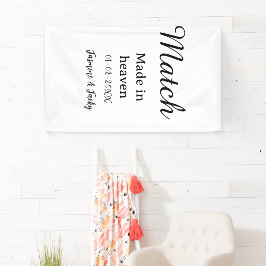 Match made in heaven add name date simple calligra banner (Insitu)
