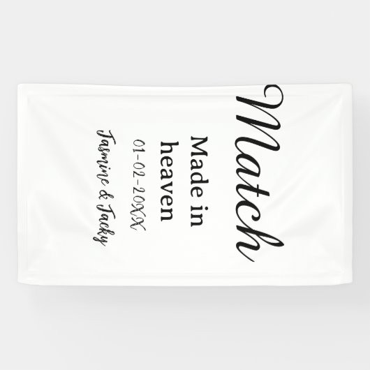 Match made in heaven add name date simple calligra banner (Horizontal)