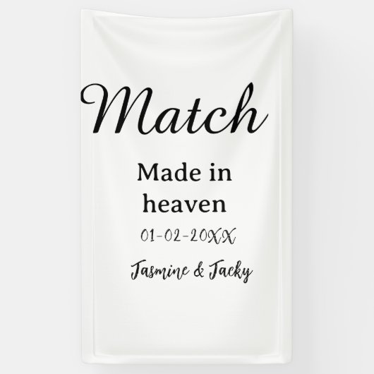 Match made in heaven add name date simple calligra banner (Vertikal)