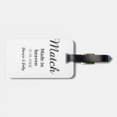 Match made in heaven add name date simple calligra gepäckanhänger (Rückseite horizontal)