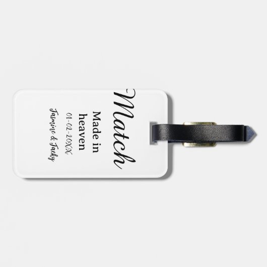 Match made in heaven add name date simple calligra gepäckanhänger (Rückseite horizontal)