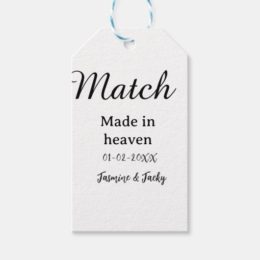 Match made in heaven add name date simple calligra geschenkanhänger (Vorderseite)