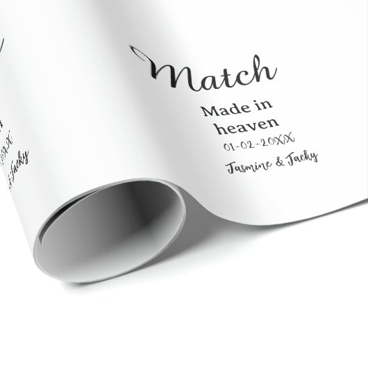 Match made in heaven add name date simple calligra geschenkpapier (Rolleneckpunkt)