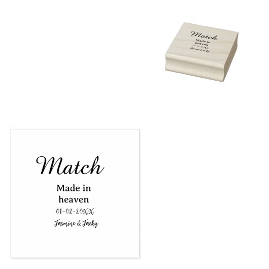 Match made in heaven add name date simple calligra gummistempel (Stempel)