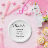 Match made in heaven add name date simple calligra pappteller (Party)