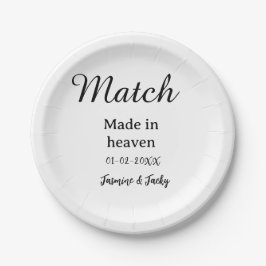 Match made in heaven add name date simple calligra pappteller