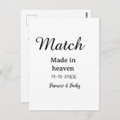 Match made in heaven add name date simple calligra postkarte (Vorne/Hinten)