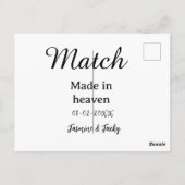 Match made in heaven add name date simple calligra postkarte (Rückseite)