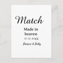Match made in heaven add name date simple calligra postkarte