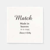 Match made in heaven add name date simple calligra serviette (Vorderseite)
