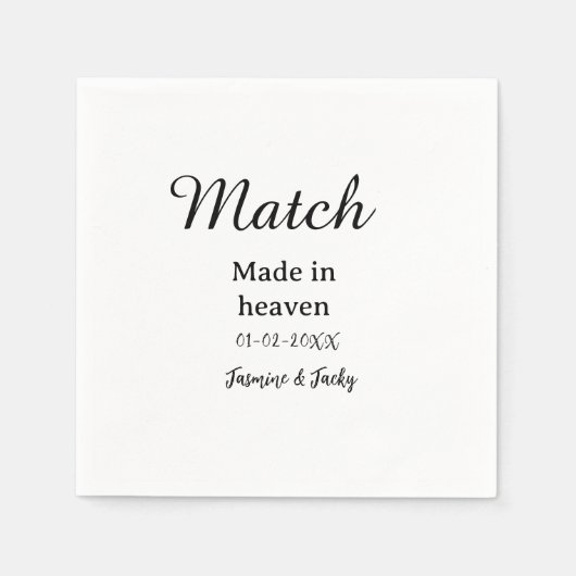 Match made in heaven add name date simple calligra serviette (Vorderseite)