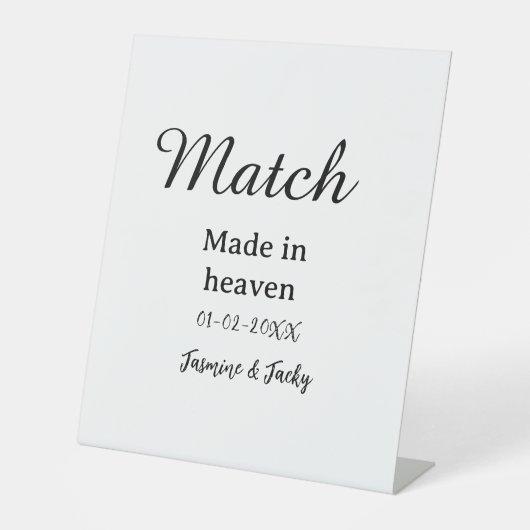 Match made in heaven add name date simple calligra sockelschild (Vorderseite)