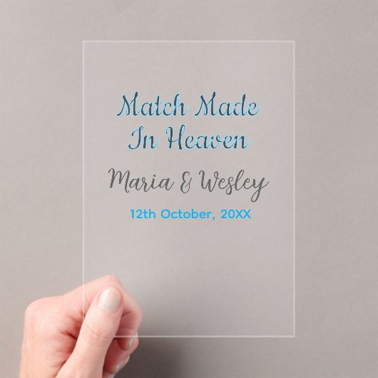 Match made in heaven blue black couple name date acryleinladungen (Insitu (Handheld))