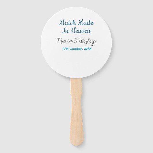Match made in heaven blue black couple name date fächer (Vorderseite)