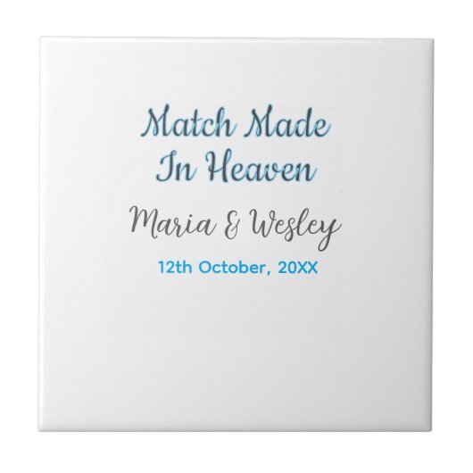 Match made in heaven blue black couple name date fliese (Vorderseite)
