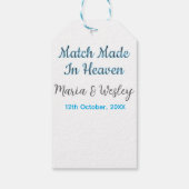 Match made in heaven blue black couple name date geschenkanhänger (Rückseite)