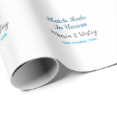 Match made in heaven blue black couple name date geschenkpapier (Rolleneckpunkt)