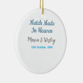 Match made in heaven blue black couple name date keramik ornament (Rechts)