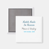 Match made in heaven blue black couple name date magnet (Vorderseite/Rückseite)