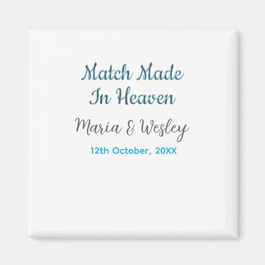 Match made in heaven blue black couple name date magnet (Vorne)