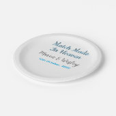 Match made in heaven blue black couple name date pappteller (Schrägansicht)