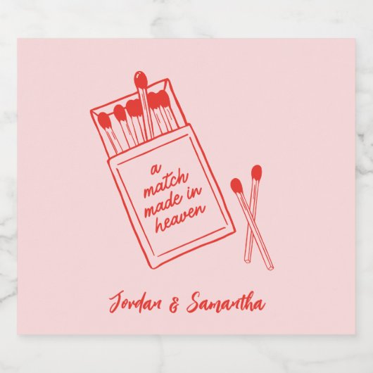 Match Made in Heaven Pink & Red Retro Alkoholflaschenetikett (Einzelnes Label)