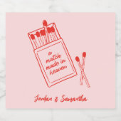 Match Made in Heaven Pink & Red Retro Schaumweinetikett (Einzelnes Label)